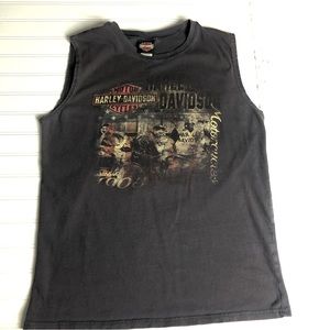 Harley-Davidson Dark Gray Tan Top Denver Colorado Sz L